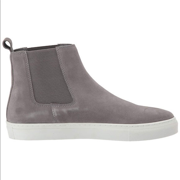 Gray Genuine Suede High Top Chelsea Sneaker Boot - Picture 2 of 3